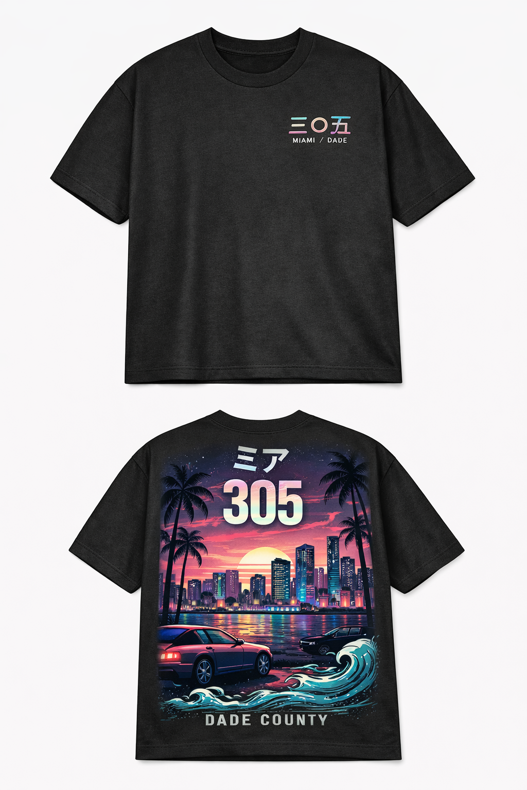 Japan miami sunset tee